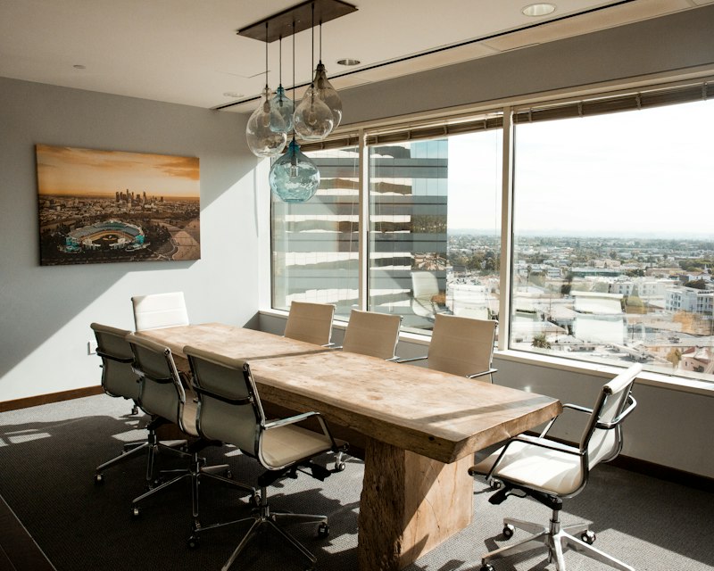 Executive boardroom with city view